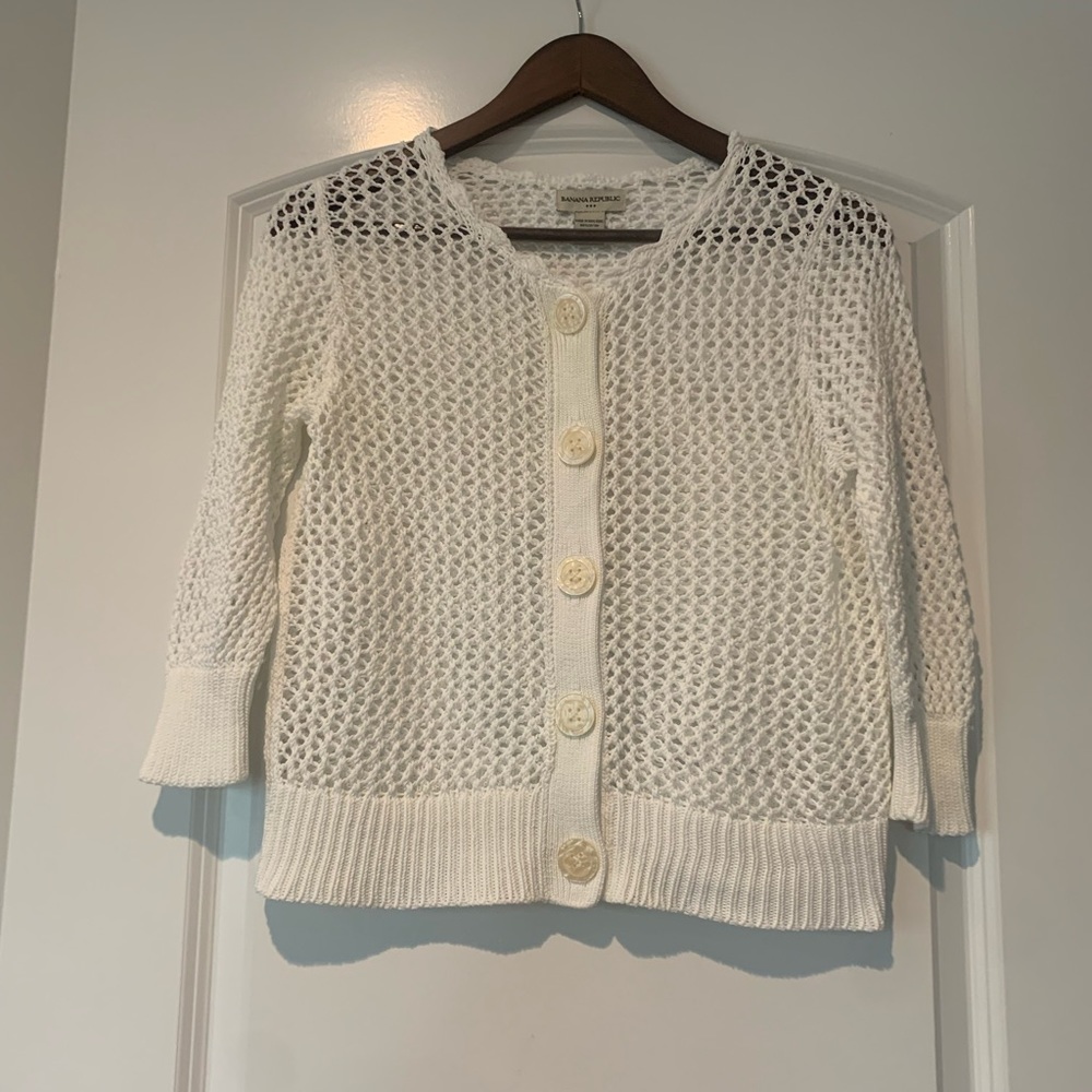 BR White Knit Cardigan